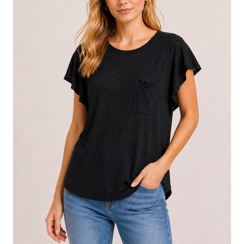A.L.C. 100% Linen Pocket Shirt Black Women Size‎ XS Casual Top Luxury Capsule